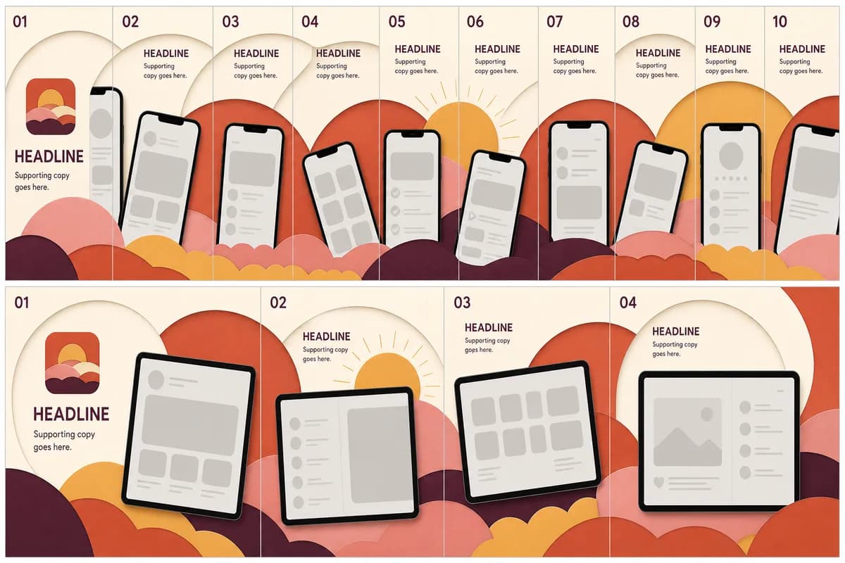 The Solar Paper concept board across its iPhone and iPad panels